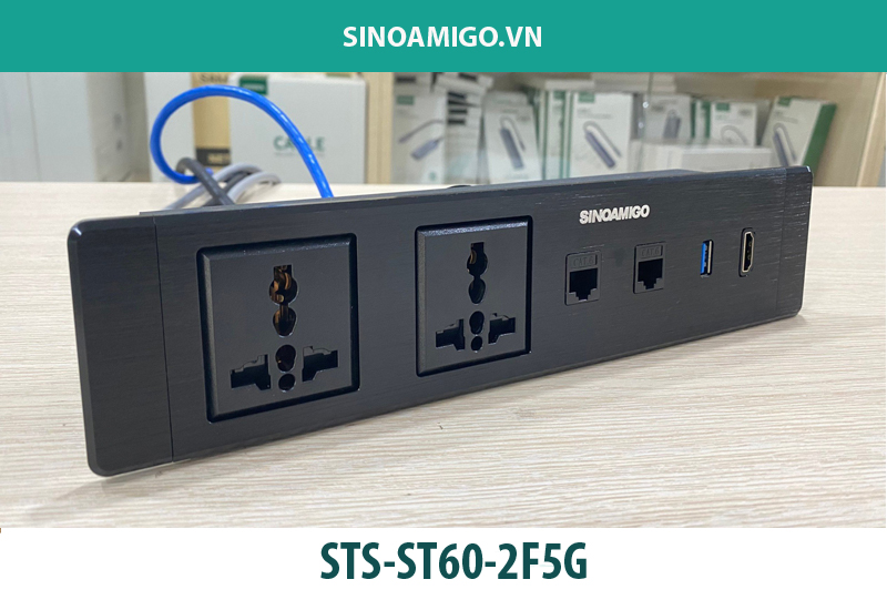 Hộp ổ điện âm bàn đa năng sinoamigo STS-ST60-2F5G Cao cấp